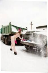 Blonde Nymph Cleans Snow From The Truck Russian Sexy Women 800x1200