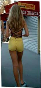 Taut Backside Teen In Yellow Cut-offs Sexy Candid Femmes 468x1024